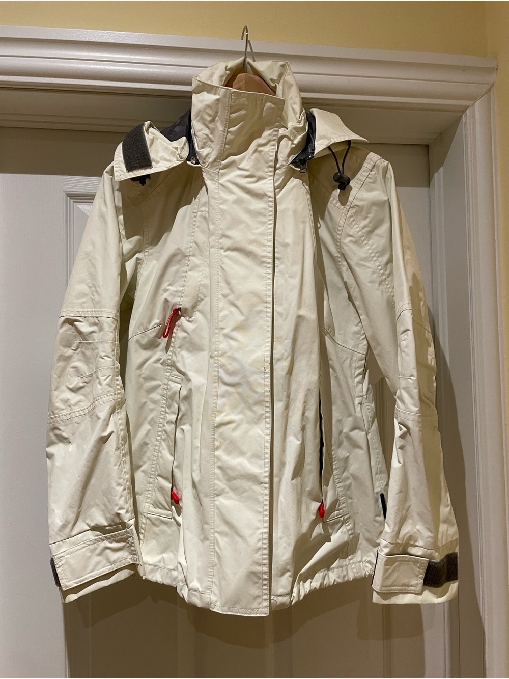Women’s White Waterproof Technical Shell Ski Jacket with Hood Outdoor Snow S